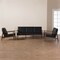 Baxton Studio Venza Walnut Wood Black Faux Leather 3-Piece Livingroom Set 140-7552-7553-7554 - alternate 6